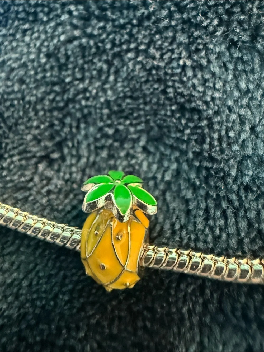 Silver-Tone Charm Bracelet with Tropical Travel Charms - Pink, Green, Yellow